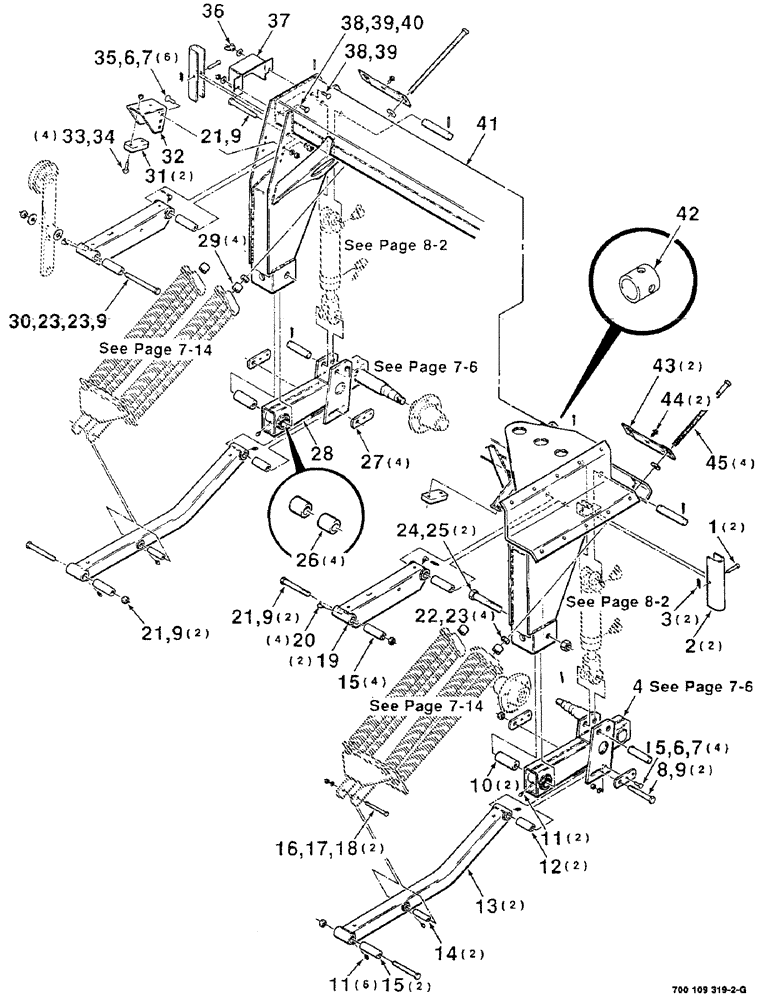 Схема запчастей Case IH 8350 - (7-12) - HEADER SUPPORT FRAME AND FLOTATION ASSEMBLY (09) - CHASSIS