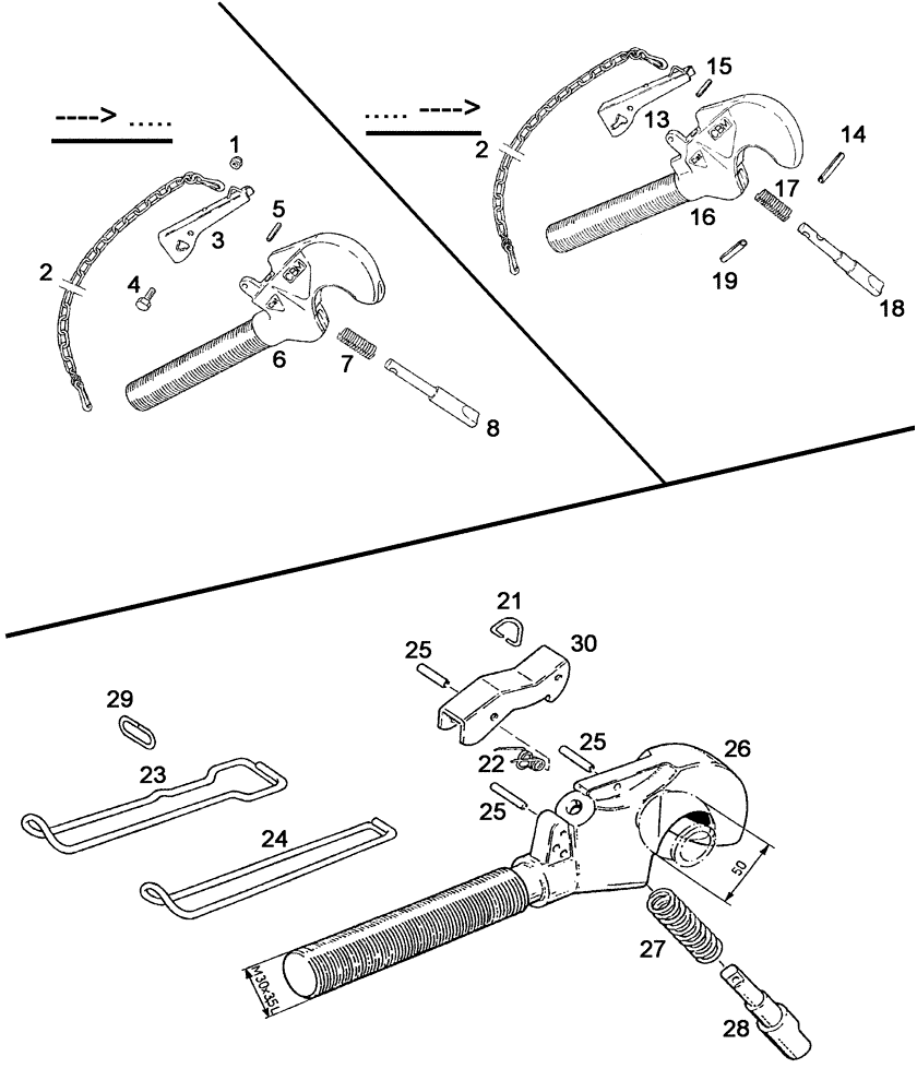Схема запчастей Case IH C55 - (08-40[01]) - STRIPPING HOOK CATEGORY 2 (08) - HYDRAULICS