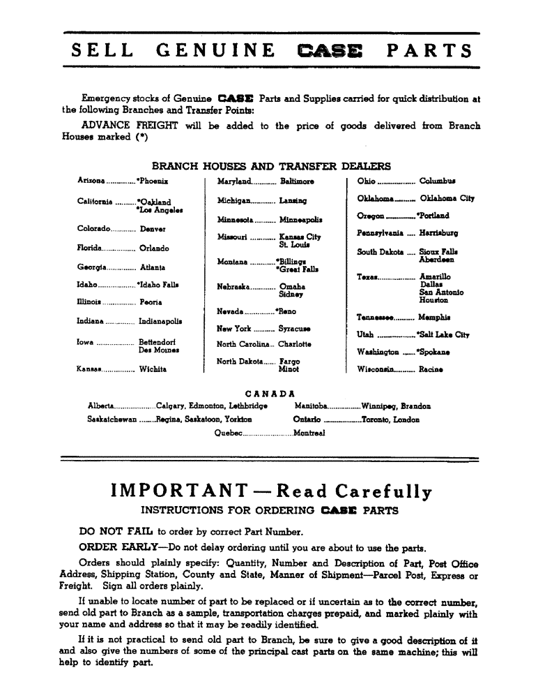 Схема запчастей Case IH 100 - (02) - SELL GENUINE CASE PARTS (Jun 4 2002 1:03:00.0021 PM) 