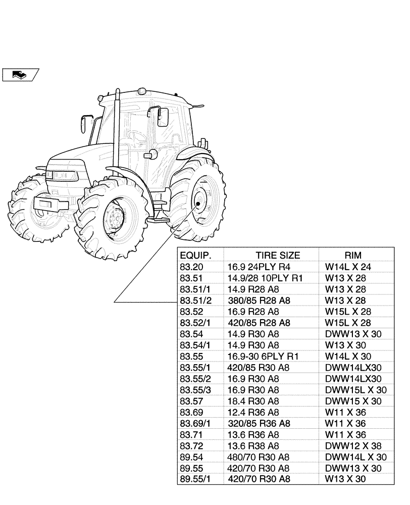Схема запчастей Case IH FARMALL 60 - (SEC. 11[02]) - WHEELS / TRACKS (00) - GENERAL