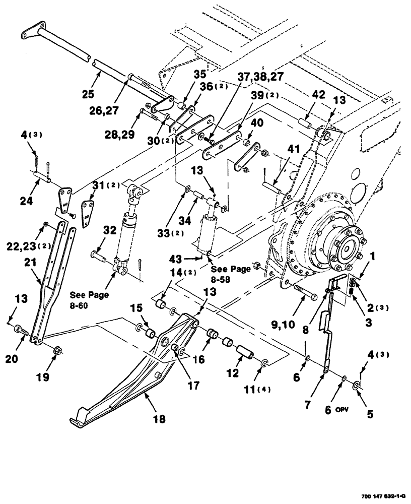 Схема запчастей Case IH 8860HP - (07-74) - LIFT ARM AND FLOTATION ASSEMBLIES (LEFT 8860HP) (58) - ATTACHMENTS/HEADERS
