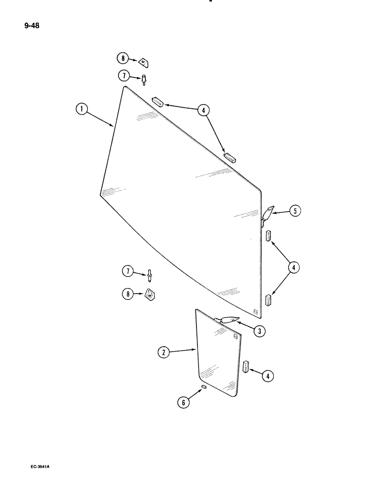 Схема запчастей Case IH 595 - (9-048) - CAB, WINDSHIELD (09) - CHASSIS/ATTACHMENTS