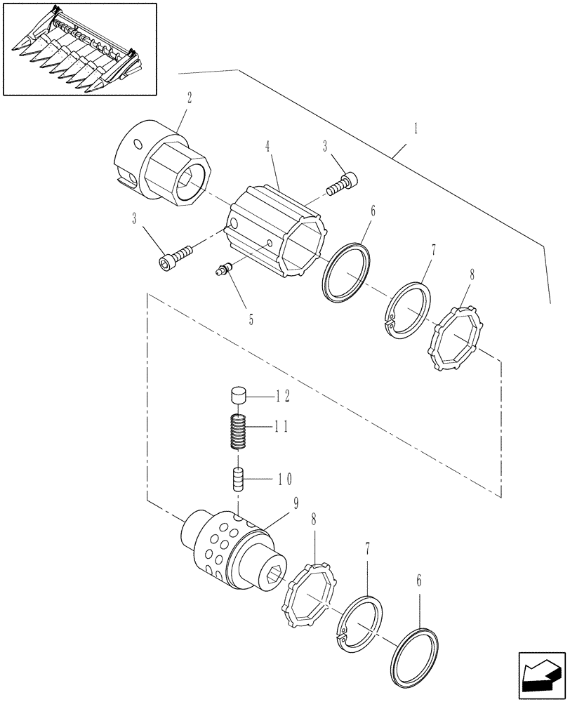 Схема запчастей Case IH 2412-30 - (20.13.05B[1]) - RADIAL PIN SLIP CLUTCH SUBASSEMBLY, PRIOR TO CBJ038864 (58) - ATTACHMENTS/HEADERS