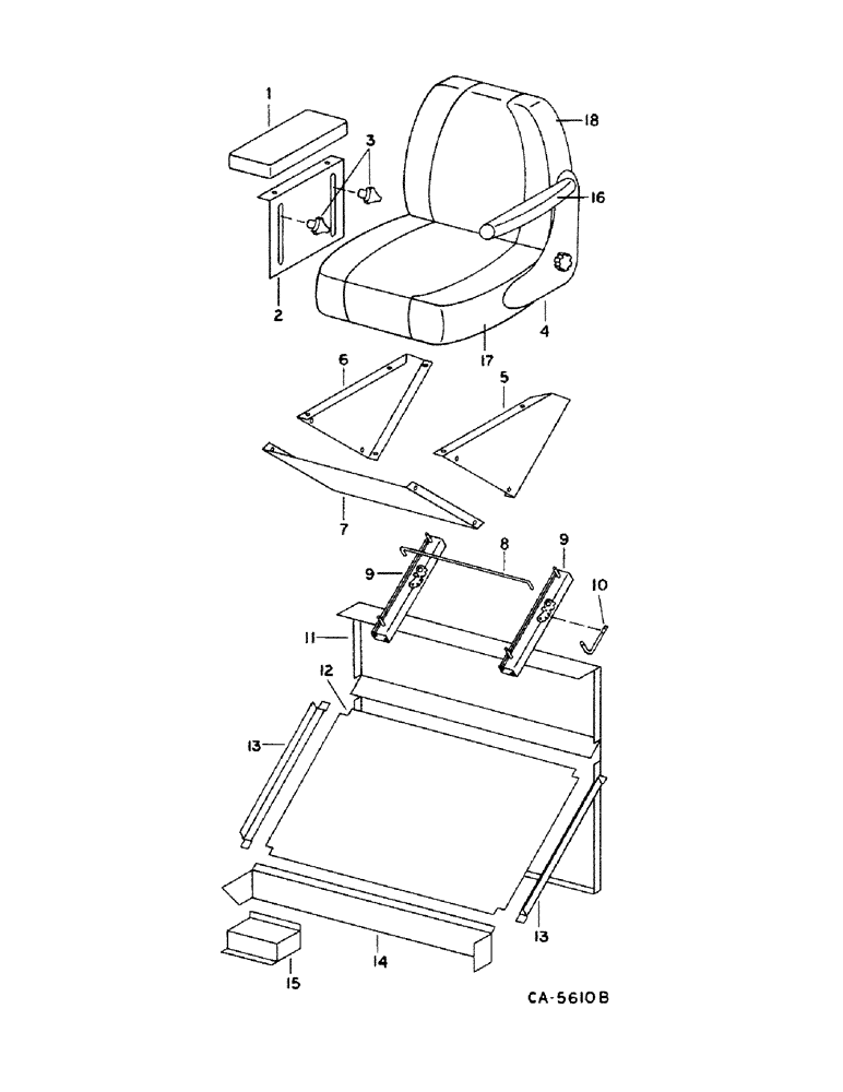 Схема запчастей Case IH 1460 - (13-12) - SUPERSTRUCTURE, OPERATORS SEAT, S/N 23184 AND BELOW (05) - SUPERSTRUCTURE
