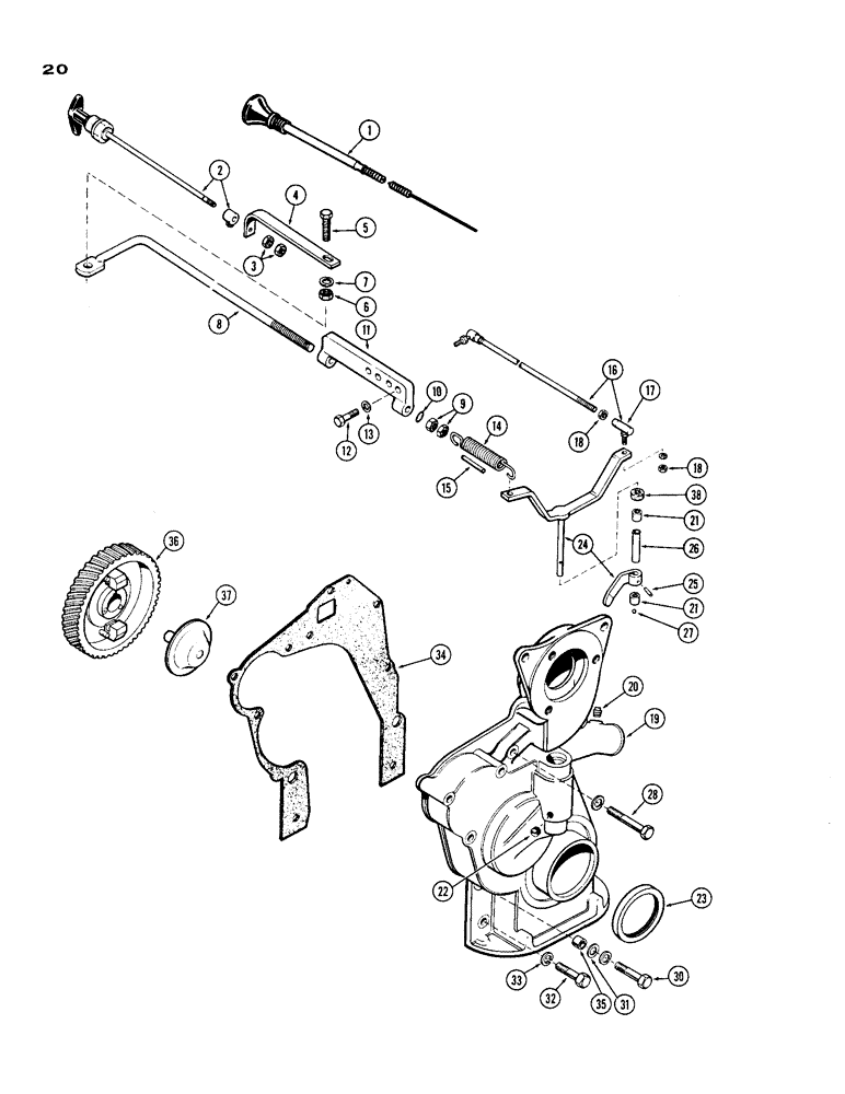 Схема запчастей Case IH 188 - (20) - THROTTLE, GOVERNOR AND TIMING GEAR COVER, SPARK IGNITION ENGINE 