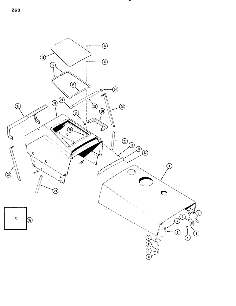 Схема запчастей Case IH 1090 - (268) - HOOD (09) - CHASSIS/ATTACHMENTS