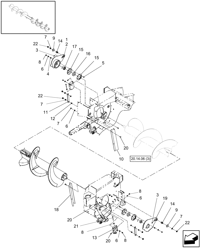 Схема запчастей Case IH RDX181 - (20.14.06[02]) - AUGER MOUNTING, PIN Y7B667799 AND AFTER (15) - CROP CONDITIONING
