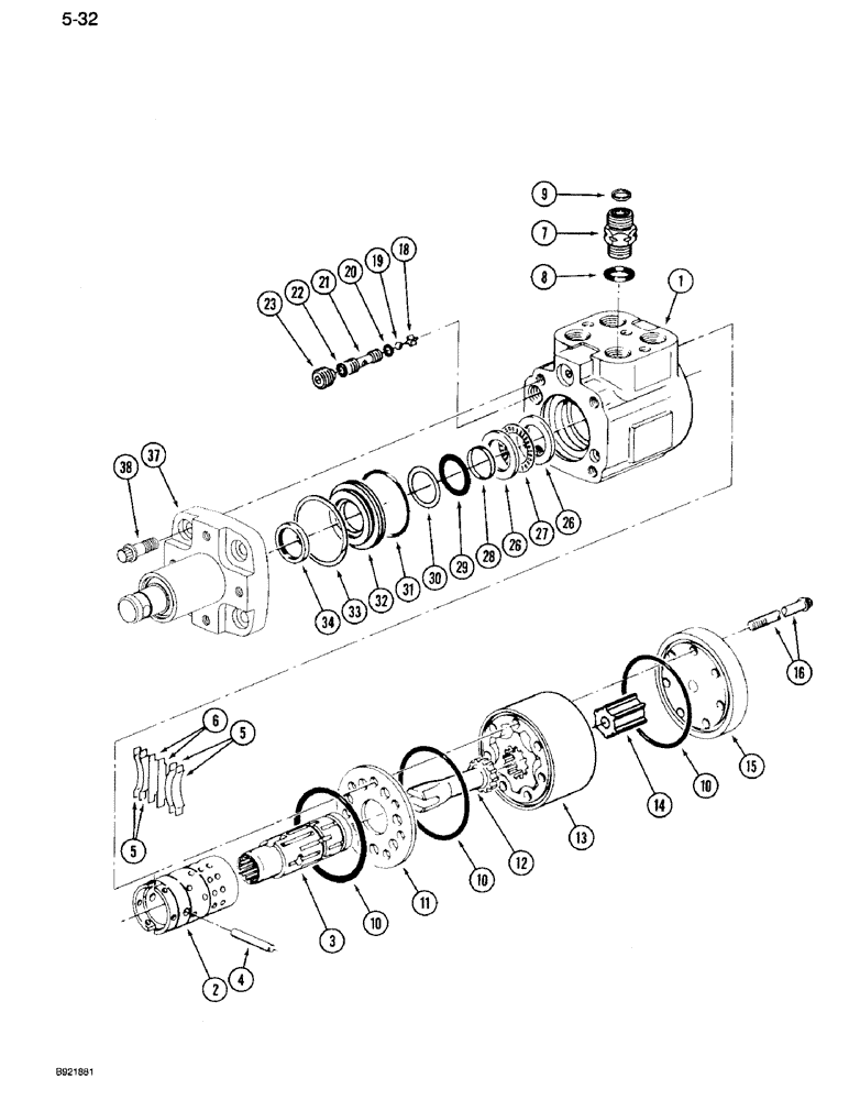 Схема запчастей Case IH 7110 - (5-32) - STEERING PUMP ASSEMBLY, P/N 1978326C1, EATON PUMP, IF EQUIPPED, MFD TRACTOR (05) - STEERING