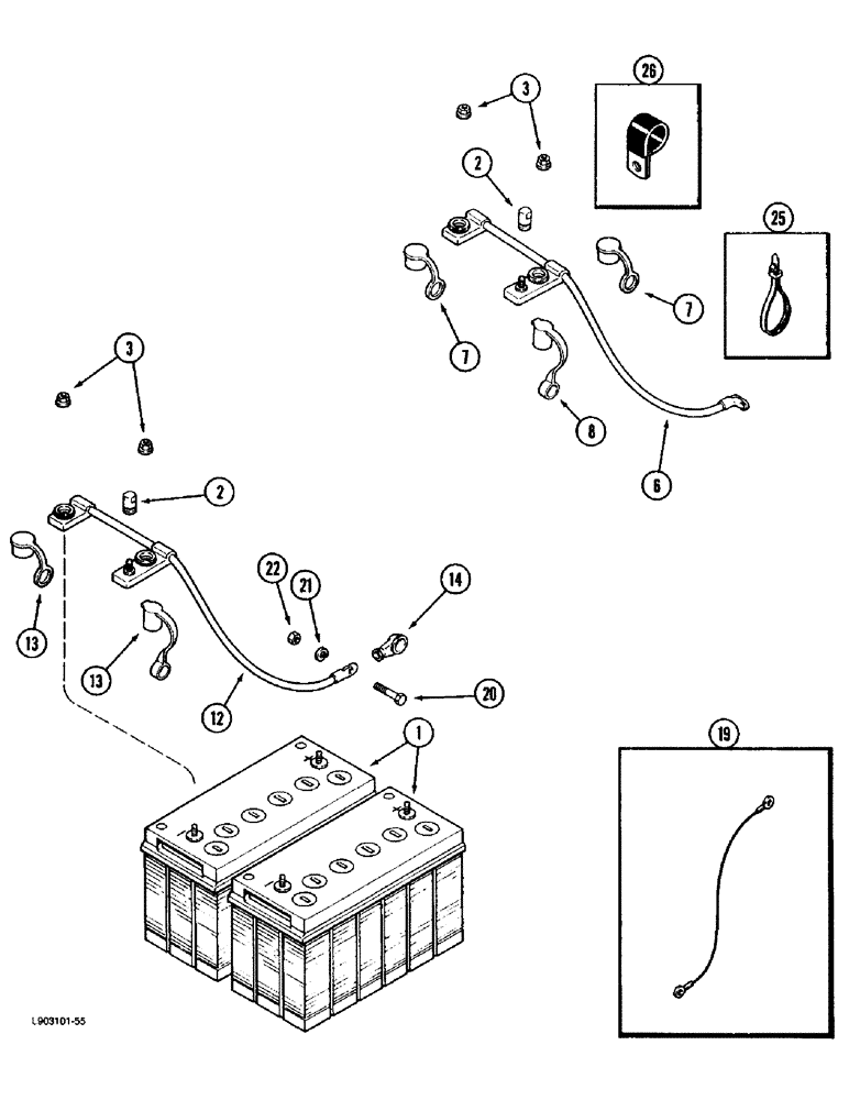Схема запчастей Case IH 1670 - (4-54) - BATTERY TRAY (06) - ELECTRICAL