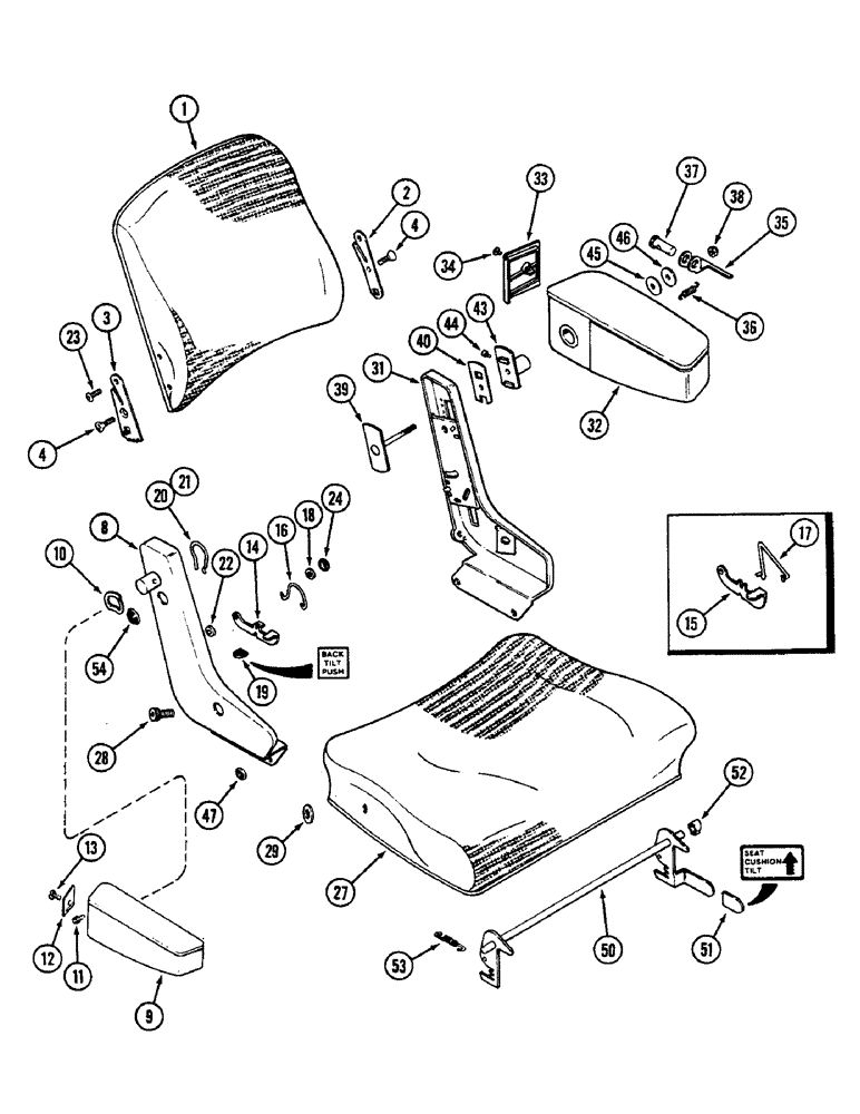 Схема запчастей Case IH 2290 - (9-512) - SWIVEL SEAT ASSEMBLY, ARMS AND BACKREST (09) - CHASSIS/ATTACHMENTS