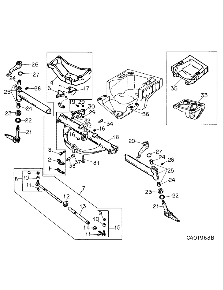 Схема запчастей Case IH 1586 - (14-01) - SUSPENSION, ADJUSTABLE WIDE TREAD FRONT AXLE, STANDARD AXLE Suspension