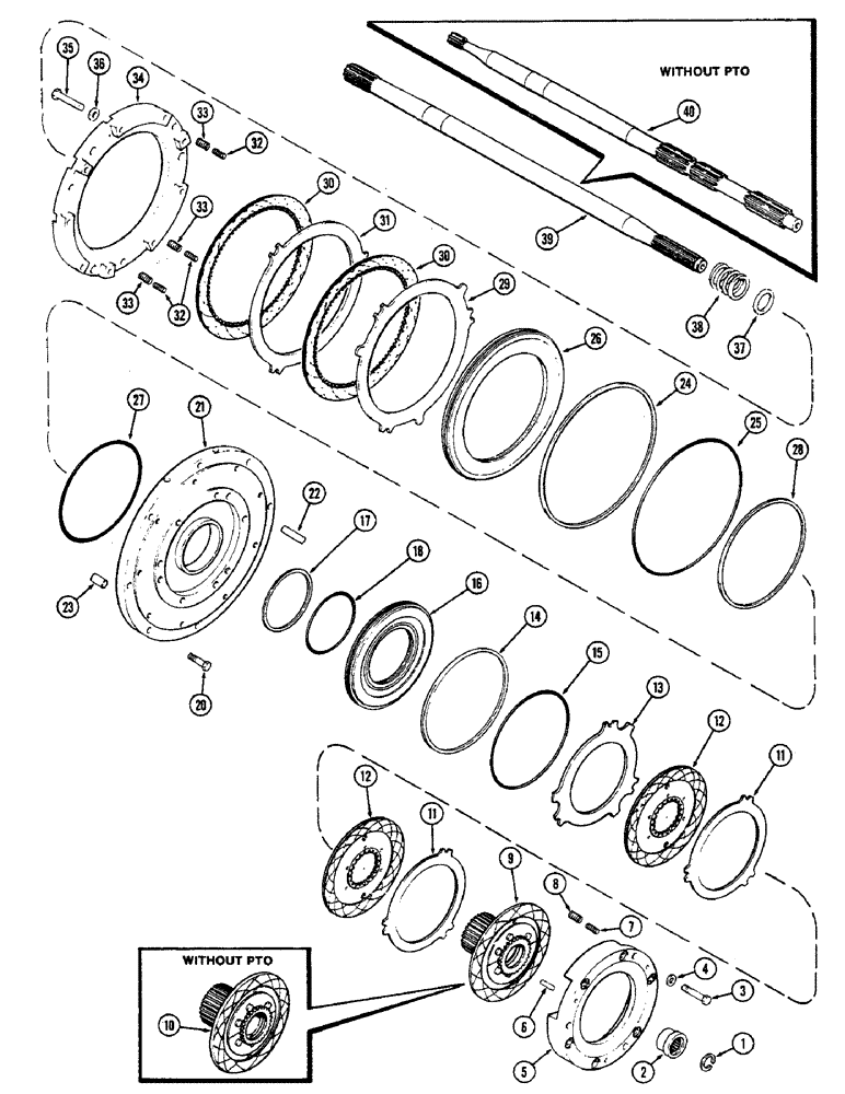 Схема запчастей Case IH 2470 - (218) - CLUTCH, C1 AND C4 CLUTCHES, TRANSMISSION SERIAL NO. 10053397 AND AFTER (06) - POWER TRAIN