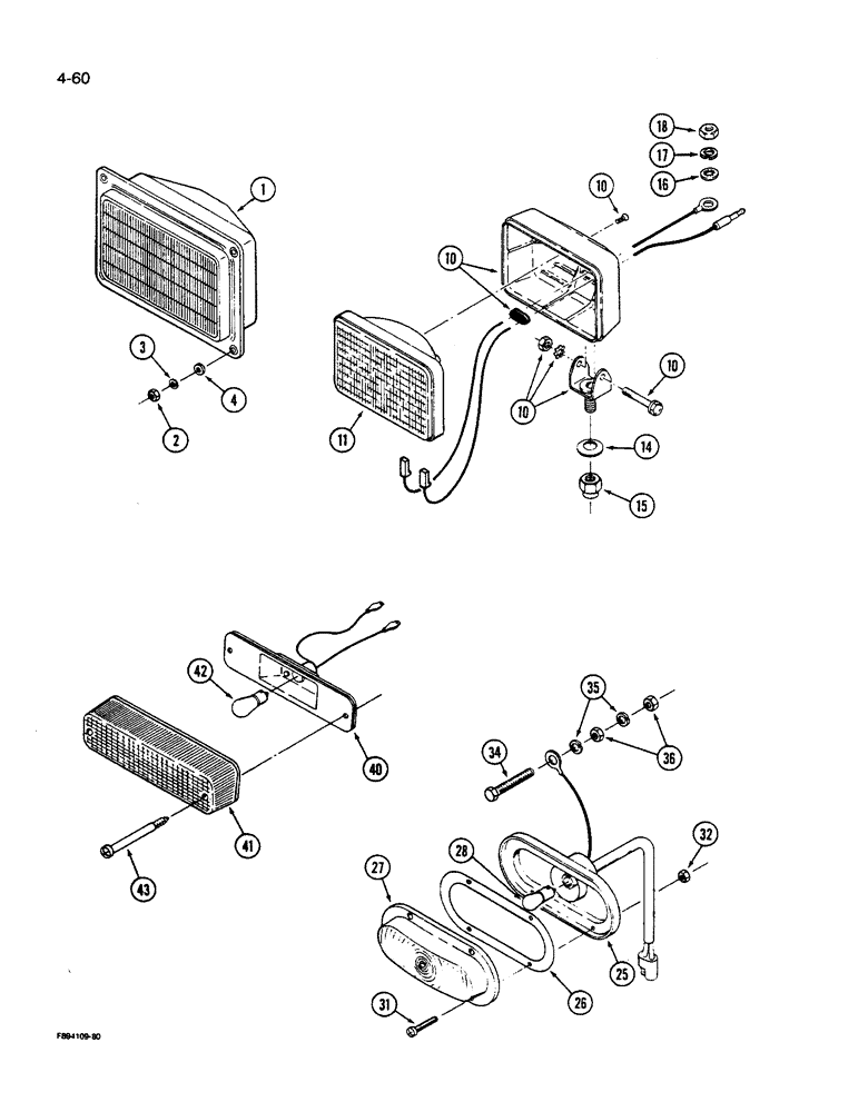 Схема запчастей Case IH 9270 - (4-060) - LAMPS, HEAD LAMP ASSEMBLY PRIOR TO SERIAL NO. JCB0028400 (04) - ELECTRICAL SYSTEMS