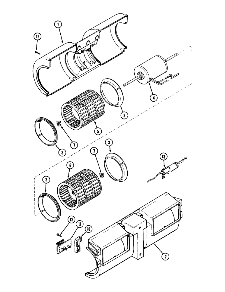 Схема запчастей Case IH 2290 - (9-586) - CAB, BLOWER ASSEMBLY, WITH 5 INCH (127 MM) WIDE FAN (09) - CHASSIS/ATTACHMENTS