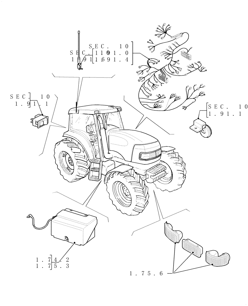 Схема запчастей Case IH PUMA 180 - (1.74.1) - SEC. 06 - ELECTRICAL (06) - ELECTRICAL SYSTEMS