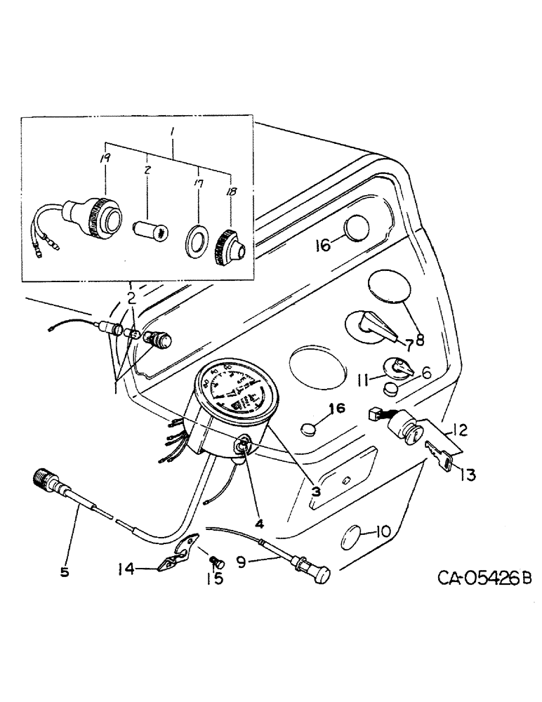 Схема запчастей Case IH 284 - (11-01) - INSTRUMENTS, INSTRUMENT PANEL, GASOLINE ENGINE TRACTORS Instruments