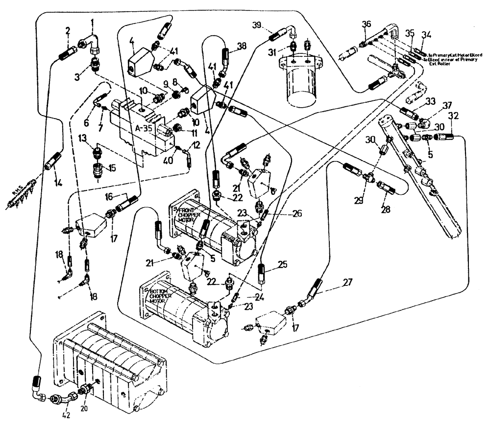 Схема запчастей Case IH 7700 - (B05[41]) - HYDRAULIC CIRCUIT, ROTARY CHOPPERS, SERIAL # 7660 AND ONWARDS Hydraulic Components & Circuits