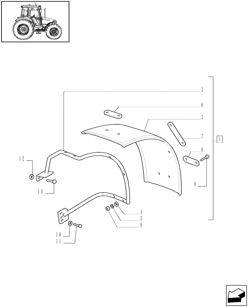 Схема запчастей Case IH JX90 - (1.43.0) - (VAR.860) 2WD FRONT MUDGUARDS - 240 MM. (04) - FRONT AXLE & STEERING