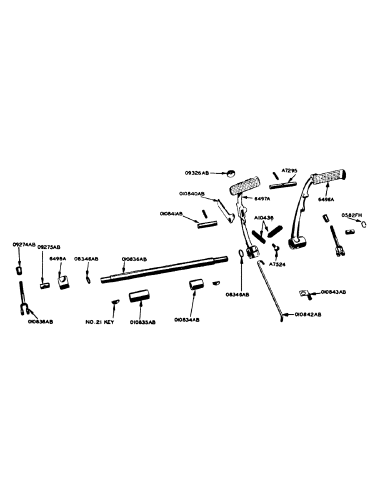 Схема запчастей Case IH 700 - (124) - BRAKE PEDALS AND CROSS SHAFT, FOR ALL BUT ORCHARD MODELS (07) - BRAKES