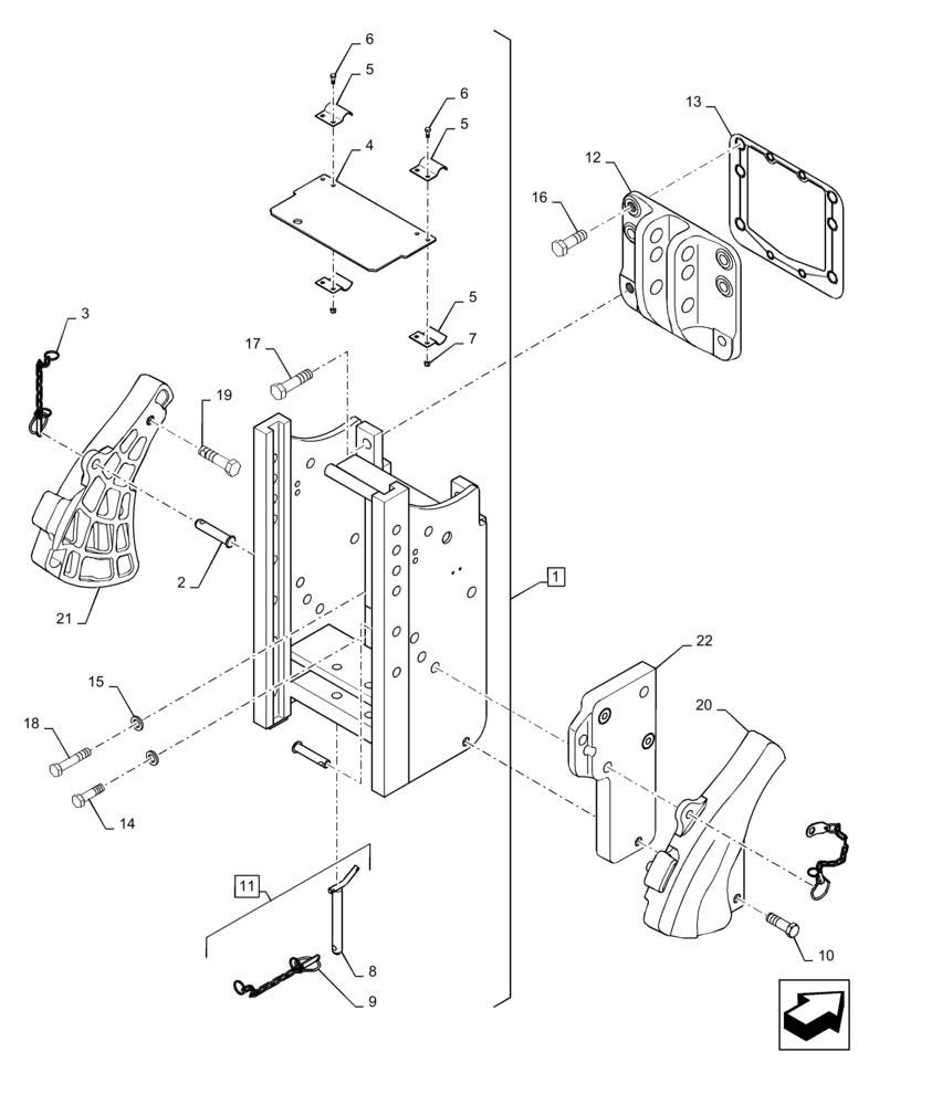 Схема запчастей Case IH MAGNUM 340 - (37.100.AF[06]) - VAR - 429384 - TRAILER HITCH, MANUAL PIN, ITALY ONLY (CBM) (37) - HITCHES, DRAWBARS & IMPLEMENT COUPLINGS