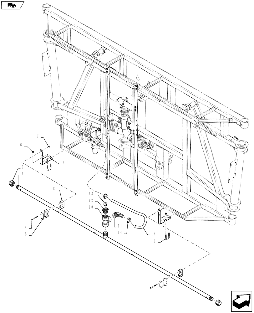 Схема запчастей Case IH 4430 - (40.910.24) - SPRAYBAR, CENTER SECTION, 20/30" NOZZLE SPACING, ON CENTER PLUMBING, 5 SECTION, 90 BOOM (40 ) - PLUMBING