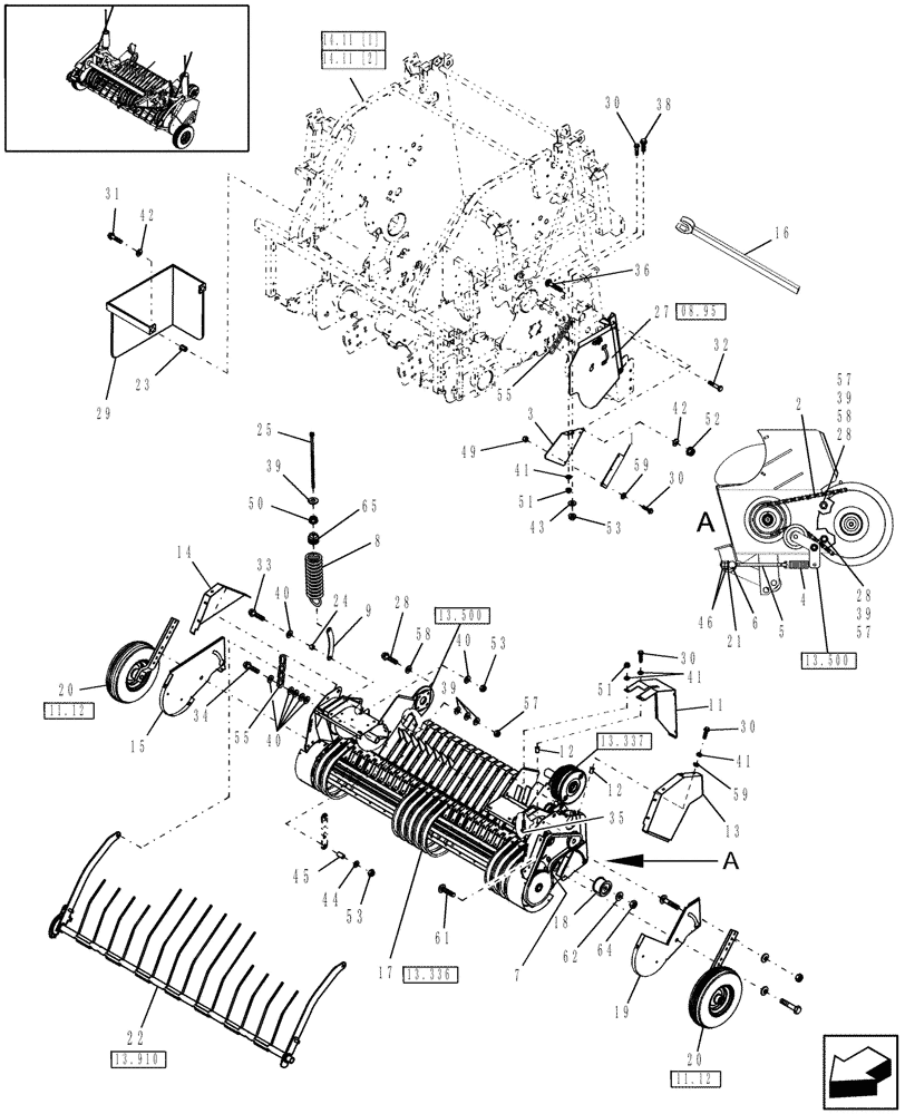 Схема запчастей Case IH RB464 - (13.360) - 1.8M DUAL CAM WIDE PICKUP & STUFFER FEEDER, EUROPE & R.O.W. (13) - FEEDER