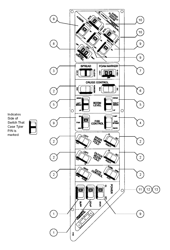 Схема запчастей Case IH 438 - (14-001) - FLEX-AIR® CONTROL PANEL (06) - ELECTRICAL