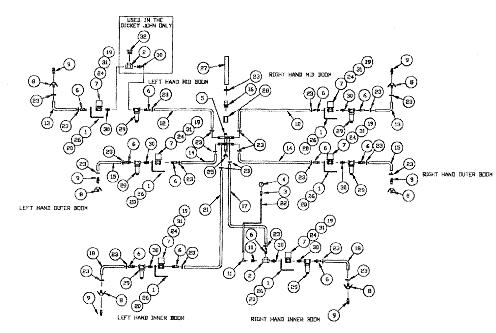 Схема запчастей Case IH PATRIOT II - (09-005) - LIQUID PLUMBING - (90) BOOM Liquid Plumbing