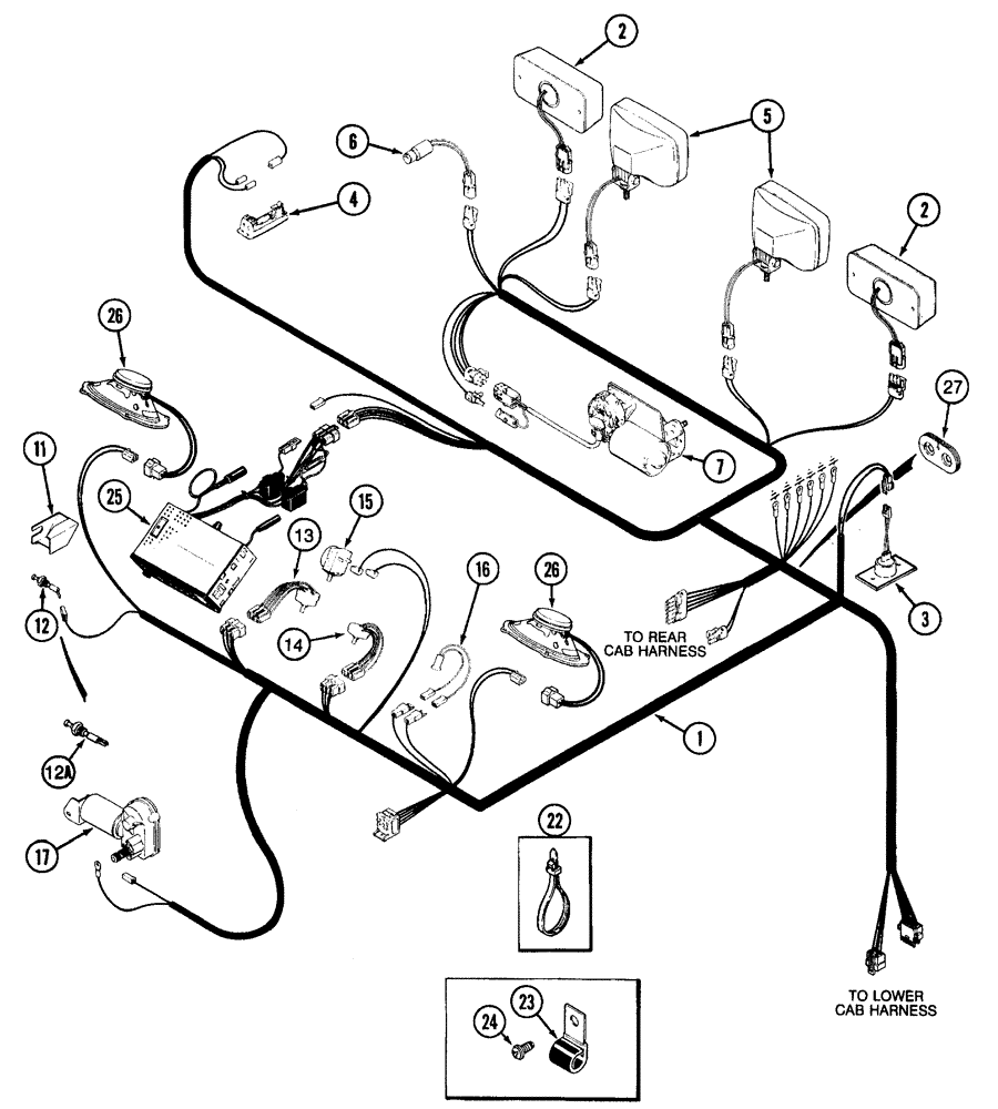 Схема запчастей Case IH 7210 - (4-014) - CAB HEADLINER HARNESS (04) - ELECTRICAL SYSTEMS