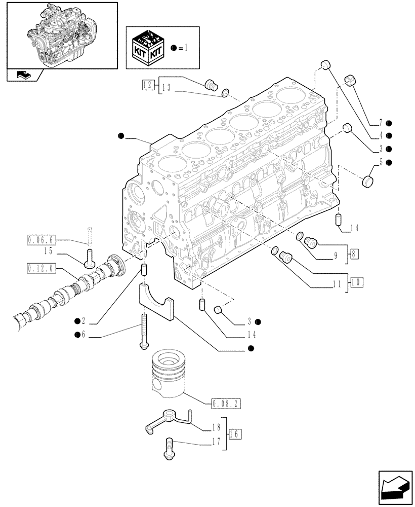 Схема запчастей Case IH F4GE9684R J602 - (0.04.0[01]) - CRANKCASE (2852304) 