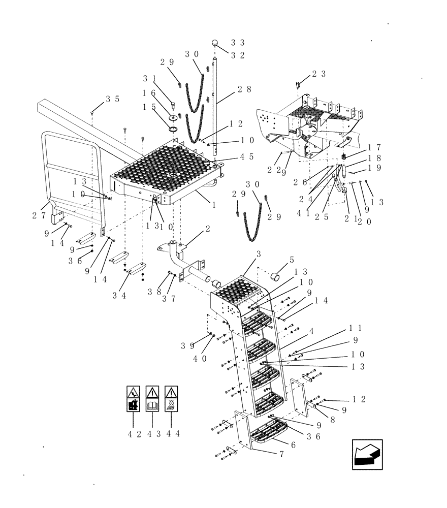 Схема запчастей Case IH 9010 - (90.118.38) - USER PLATFORM & LADDER (90) - PLATFORM, CAB, BODYWORK AND DECALS