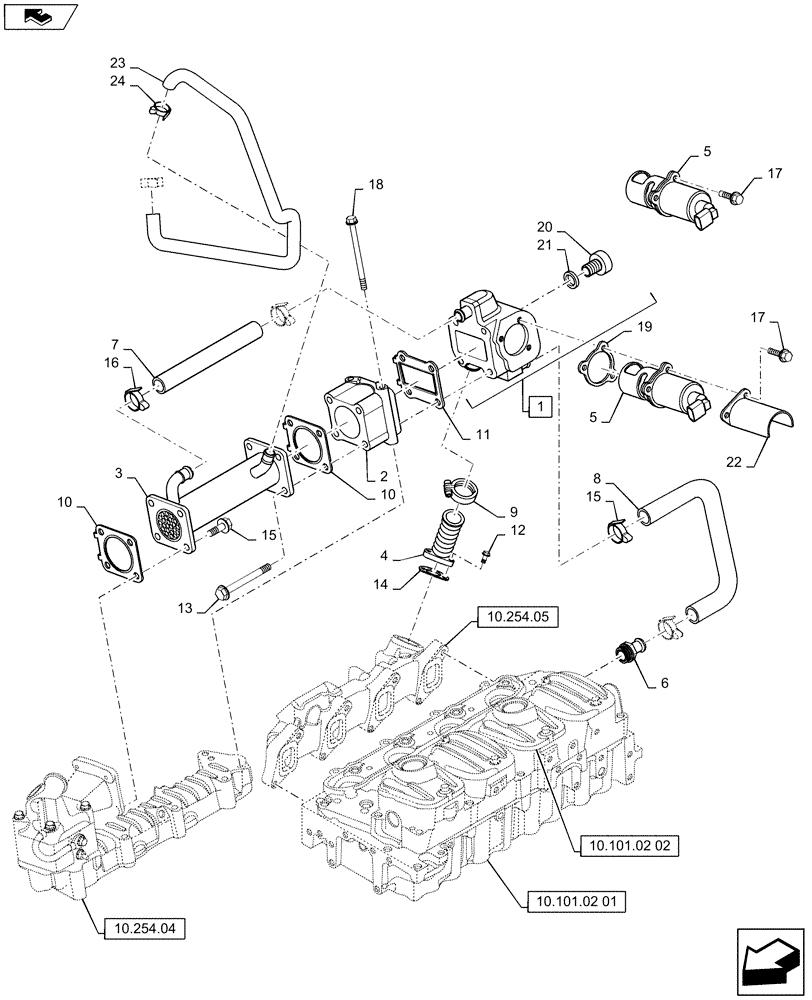 Схема запчастей Case IH F5CE5454C A003 - (10.408.01) - HEAT EXCHANGER - ENGINE - EGR GROUP (504386959) (10) - ENGINE