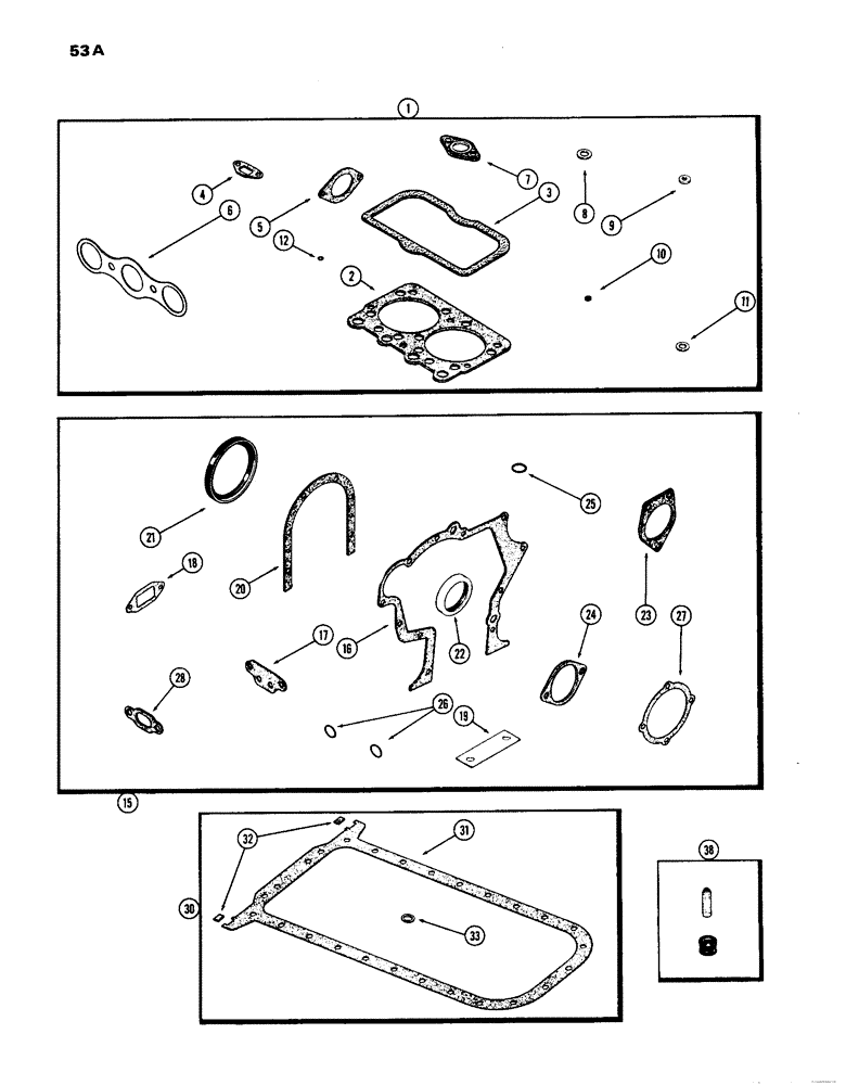 Схема запчастей Case IH 770 - (053A) - ENGINE GASKET KITS, (251B) SPARK IGNITION ENGINE, USED PRIOR TO ENG. SER. NO. 2323001 (02) - ENGINE