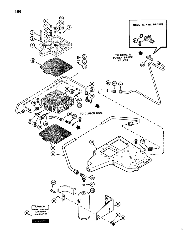 Схема запчастей Case IH 770 - (166) - TRANSMISSION CONTROL VALVE, COVERS, GASKET AND TUBES, POWER SHIFT, 1ST USED TRANS. SER. NO. 2366001 (06) - POWER TRAIN