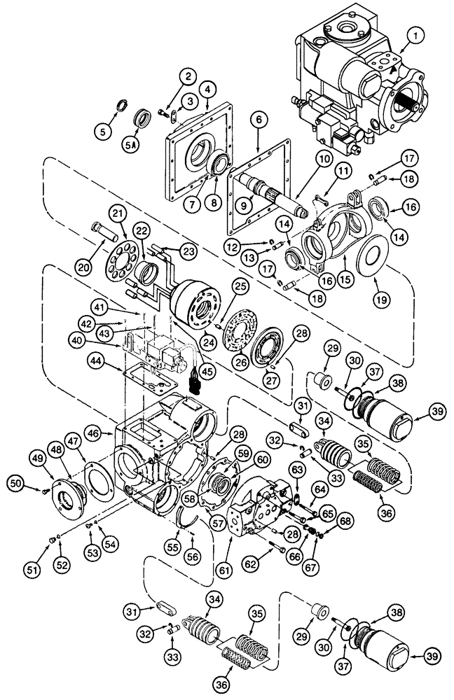 Схема запчастей Case IH CPX610 - (06-07) - TANDEM PUMP ASSEMBLY - HYDROSTATIC (FRONT) (03) - POWER TRAIN