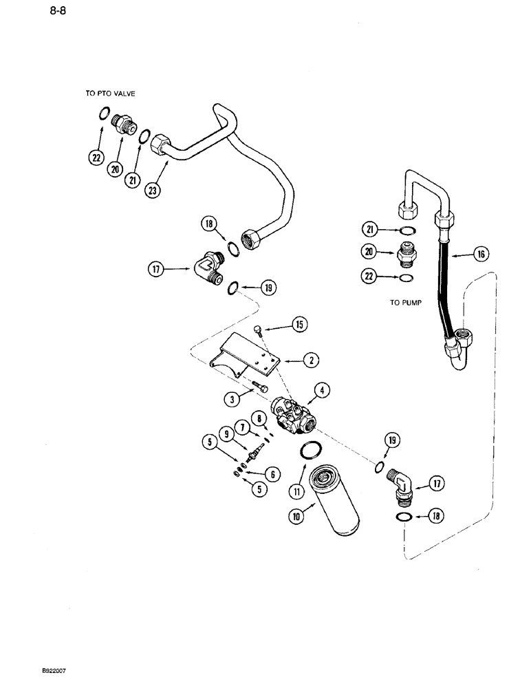 Схема запчастей Case IH 7120 - (8-08) - AUXILIARY HYDRAULIC TRANSMISSION FILTER, TRANSMISSION SERIAL NUMBER AJB0044915 AND AFTER (08) - HYDRAULICS