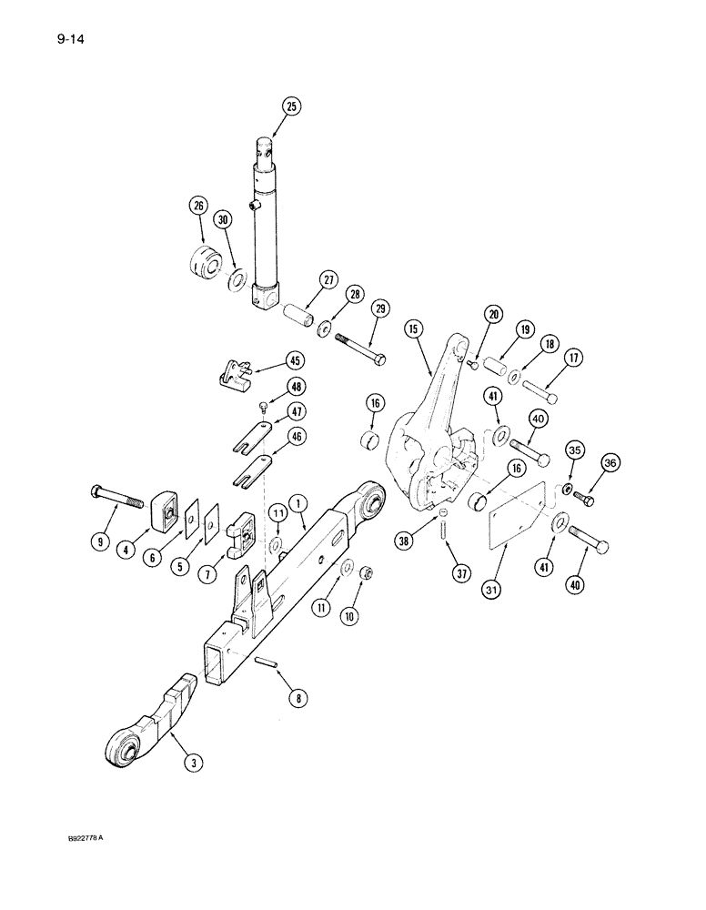 Схема запчастей Case IH 7140 - (9-014) - HITCH LOWER LIFT LINKS, P.I.N. JJA0036010 AND AFTER (09) - CHASSIS/ATTACHMENTS