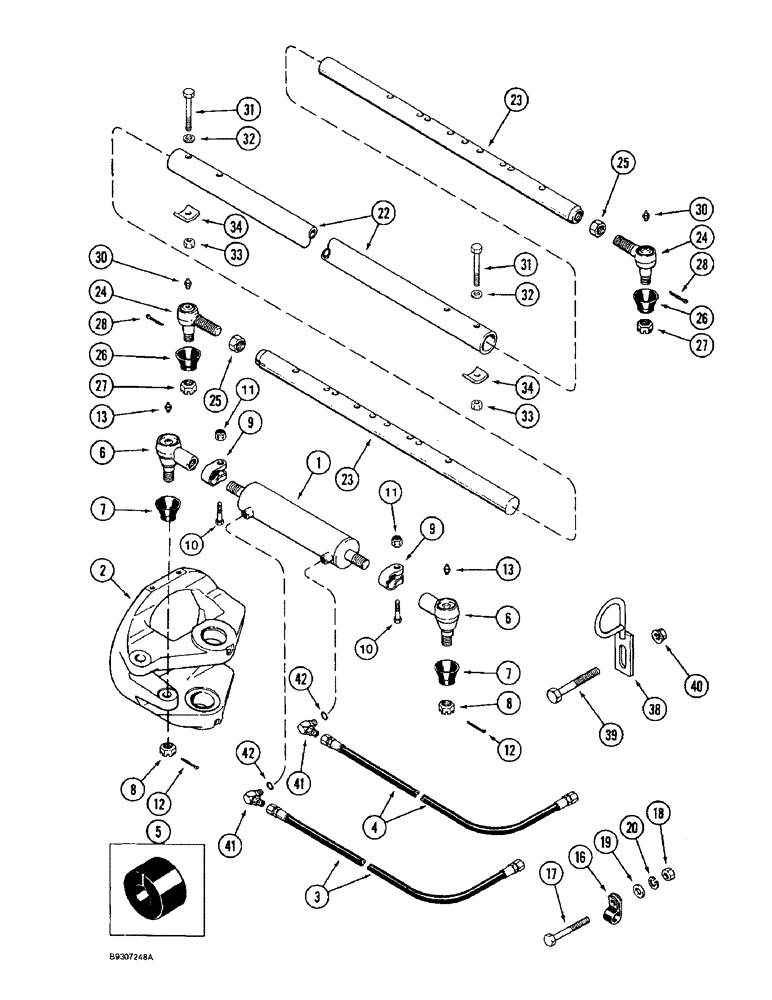 Схема запчастей Case IH 1666 - (5-34) - STEERING CYLINDER AND TIE ROD, POWER GUIDE AXLE (04) - STEERING