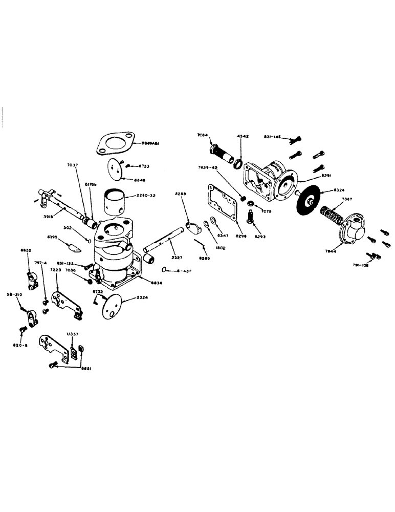Схема запчастей Case IH 700 - (034) - POWRDYNE GAS ENGINE, A10616 ENSIGN CARBURETOR PARTS, MODEL 1-1/4" X G--NO. 3896 (02) - ENGINE