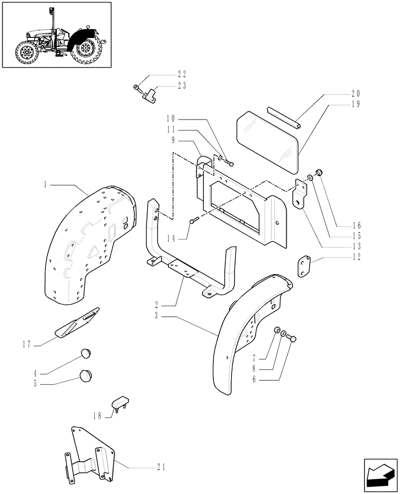 Схема запчастей Case IH JX1085C - (1.92.87/03[01]) - (VAR.105) NOISE REDUCTION PACKAGE - MUDGUARDS AND FOOTBOARDS (10) - OPERATORS PLATFORM/CAB