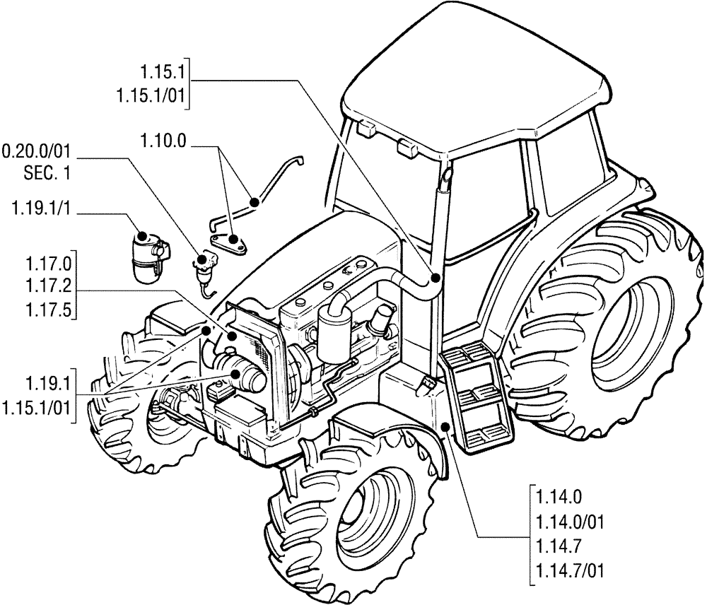 Схема запчастей Case IH JX70U - (SEC. 02) - ENGINE EQUIP. (00) - GENERAL