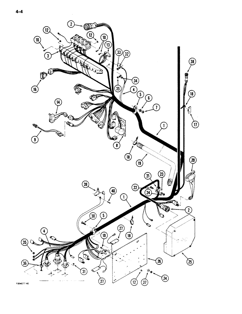 Схема запчастей Case IH 9170 - (4-04) - LOWER CAB HARNESS, ROPS (04) - ELECTRICAL SYSTEMS