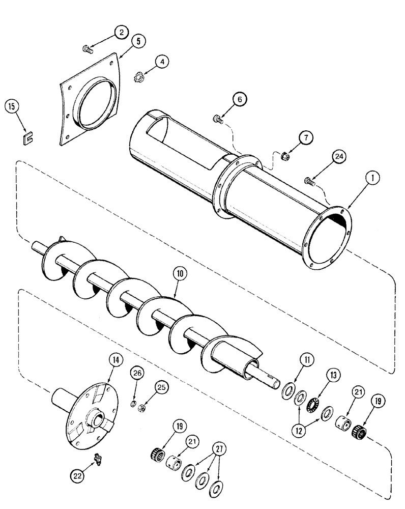 Схема запчастей Case IH 2366 - (09D-08) - AUGER ASSEMBLY - TAILINGS DELIVERY (16) - GRAIN ELEVATORS & AUGERS