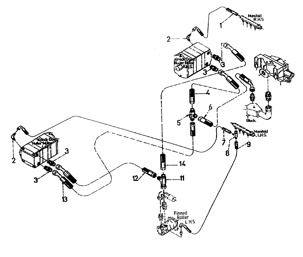 Схема запчастей Case IH 7000 - (B05-50A) - HYDRAULIC CIRCUIT, (POWER KNOCKDOWN ROLLER - UNDERSLUNG Hydraulic Components & Circuits