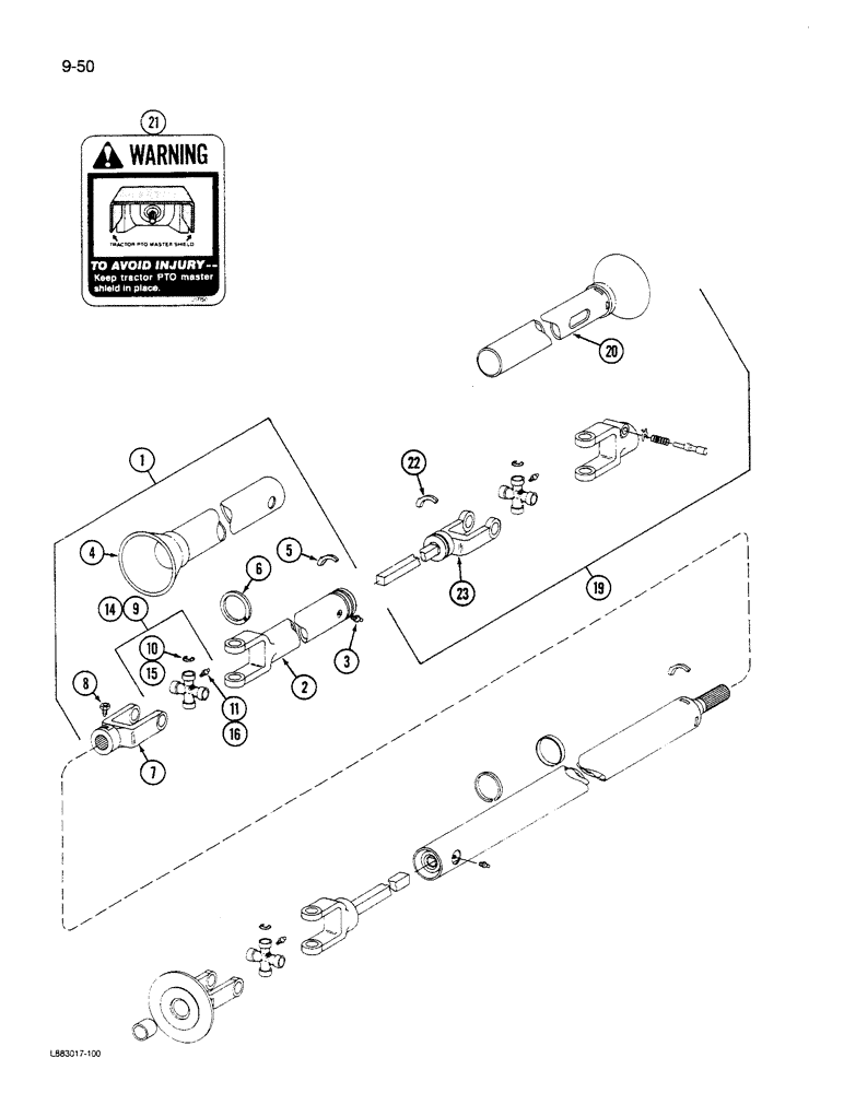 Схема запчастей Case IH 1190 - (9-050) - DRIVE SHAFT, 1190 MOWER CONDITIONER, HAYES-DANA, ROCKWELL AND REXNORD (03) - CHASSIS/MOUNTED EQUIPMENT