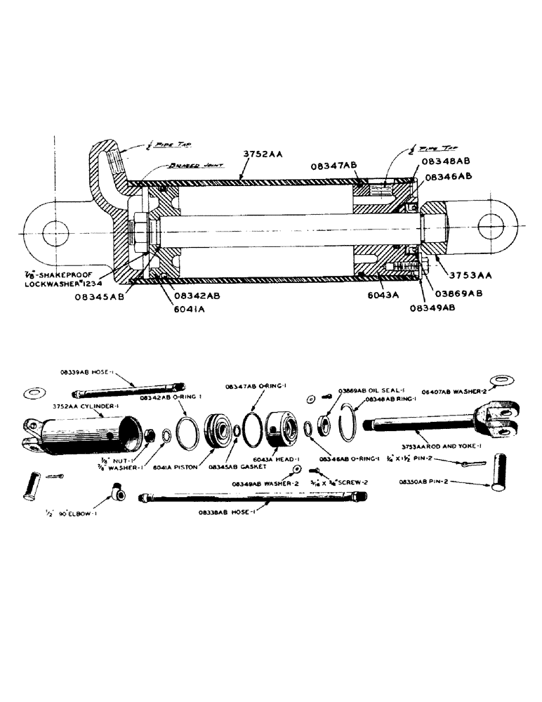 Схема запчастей Case IH SO-SERIES - (154) - HYDRAULIC SINGLE AND DUAL CONTROL UNIT MOUNTED CYLINDER ASSEMBLY, 3-1/4 INCH X 6 INCH (08) - HYDRAULICS
