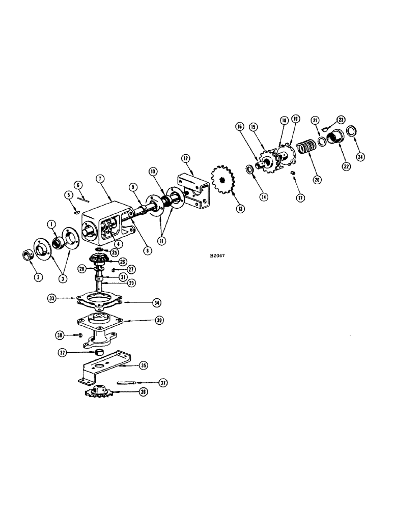 Схема запчастей Case IH F345 - (32) - R. H. JACKSHAFT & JUMP CLUTCH (58) - ATTACHMENTS/HEADERS