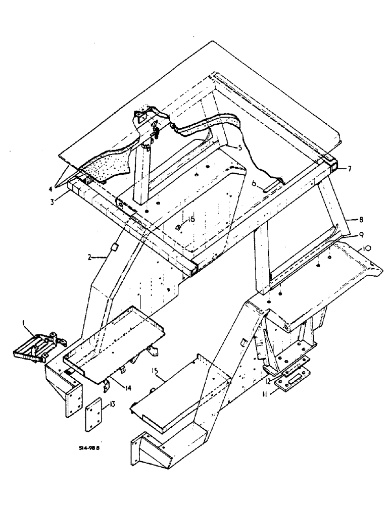 Схема запчастей Case IH 574 - (13-020) - SAFETY FRAME, 574 UP TO S/N 10276, 2500 UP TO S/N 0601 (05) - SUPERSTRUCTURE