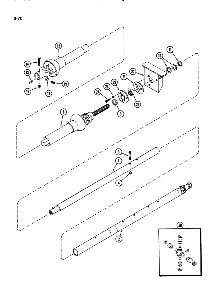 Схема запчастей Case IH 60FS - (9-070) - PTO DRIVE SHAFT, 60FS MOWER (03) - CHASSIS/MOUNTED EQUIPMENT