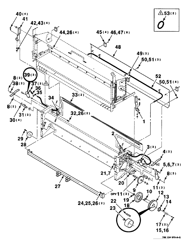 Схема запчастей Case IH 8465 - (9-62) - MESH WRAP KIT, BOX AND ROLLER DRIVE ASSEMBLIES, SERIAL NUMBER CFH0073272 AND LATER Decals & Attachments